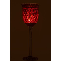 Photophore en verre rouge 12x12x40 cm