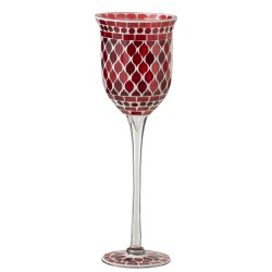 Photophore en verre rouge 12x12x40 cm