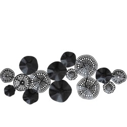 DECORATION MURALE CERCLES GRILLAGE METAL ANTIQUE NOIR