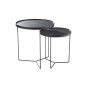 Set de 2 tables gigognes en bois et métal noir 50.5x50.5x56 cm Set de 2 tables gigognes en bois et métal noir 50.5x50.5x56 cm