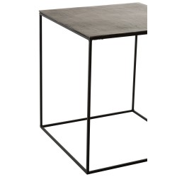 Set de 2 tables gigognes en aluminium noir 50.5x50.5x55.5 cm