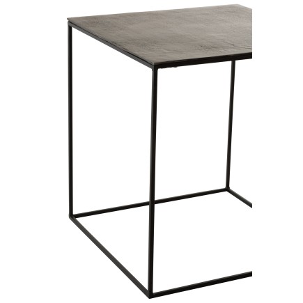 Set de 2 tables gigognes en aluminium noir 50.5x50.5x55.5 cm