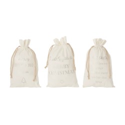 Set de 3 Sacs de Noël en textile blanc 30x1x50 cm