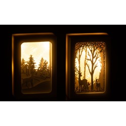 Set de 2 Marcos de Navidad iluminados de plástico plateado 10x5x14 cm