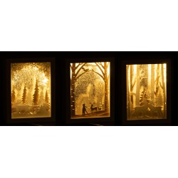 Set de 2 cadres illuminés de Noël en plastique or 60x7x21.5 cm