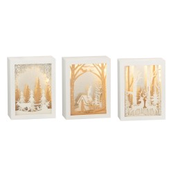 Marco bajo 3 partes led invierno pvc/cristal oro surtido de 2 Alt. 21
