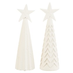 Set de 2 sapins de Noël décoratif en bois blanc 9x9x33 cm