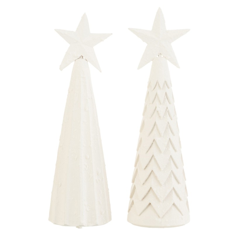 Set de 2 sapins de Noël décoratif en bois blanc 9x9x33 cm Set de 2 sapins de Noël décoratif en bois blanc 9x9x33 cm