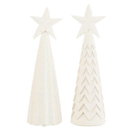 Set de 2 sapins de Noël décoratif en bois blanc 9x9x33 cm