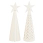 Set de 2 sapins de Noël décoratif en bois blanc 9x9x33 cm Set de 2 sapins de Noël décoratif en bois blanc 9x9x33 cm