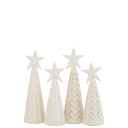 Set de 2 sapins de Noël décoratif en bois blanc 9x9x33 cm