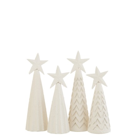 Set de 2 sapins de Noël décoratif en bois blanc 9x9x33 cm