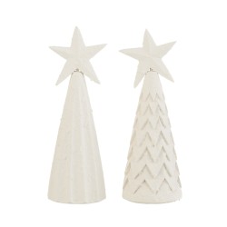 Set de 2 sapins de Noël décoratif en bois blanc 9x9x27 cm