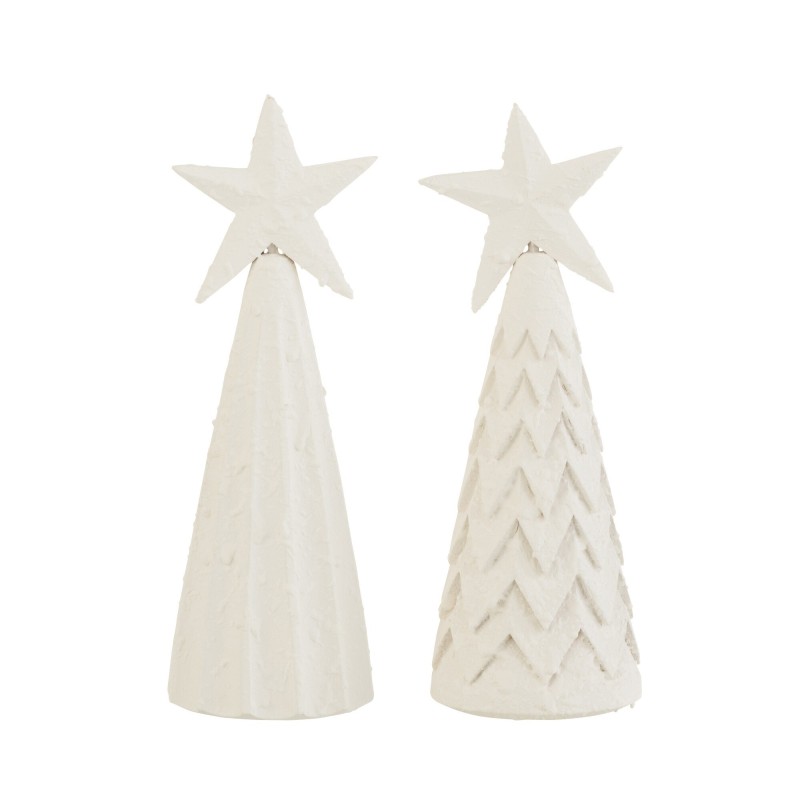 Set de 2 sapins de Noël décoratif en bois blanc 9x9x27 cm Set de 2 sapins de Noël décoratif en bois blanc 9x9x27 cm