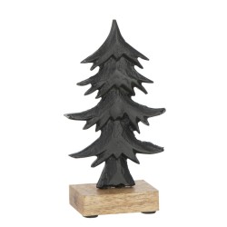 Sapin décoratif en bois sur base en aluminium noir 11x5x22cm