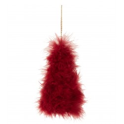 Árbol de Navidad para colgar en plumas rojas 9x9x14 cm