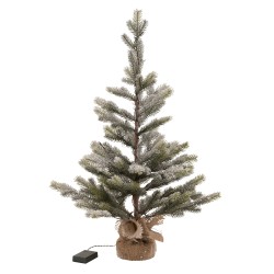 Sapin de Noël enneigé avec led en plastique vert H81cm