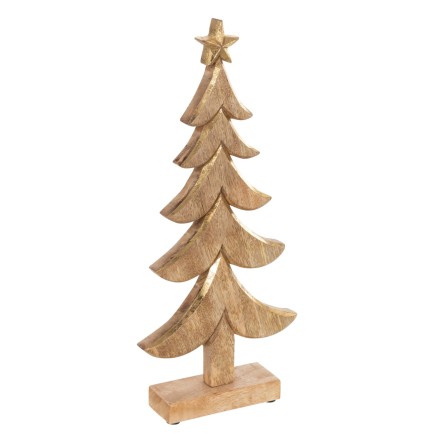 Sapin de Noël en bois naturel 14x5x31 cm