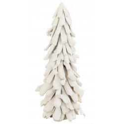 Árbol de Navidad decorativo nevado de madera blanca de 25x25x70 cm
