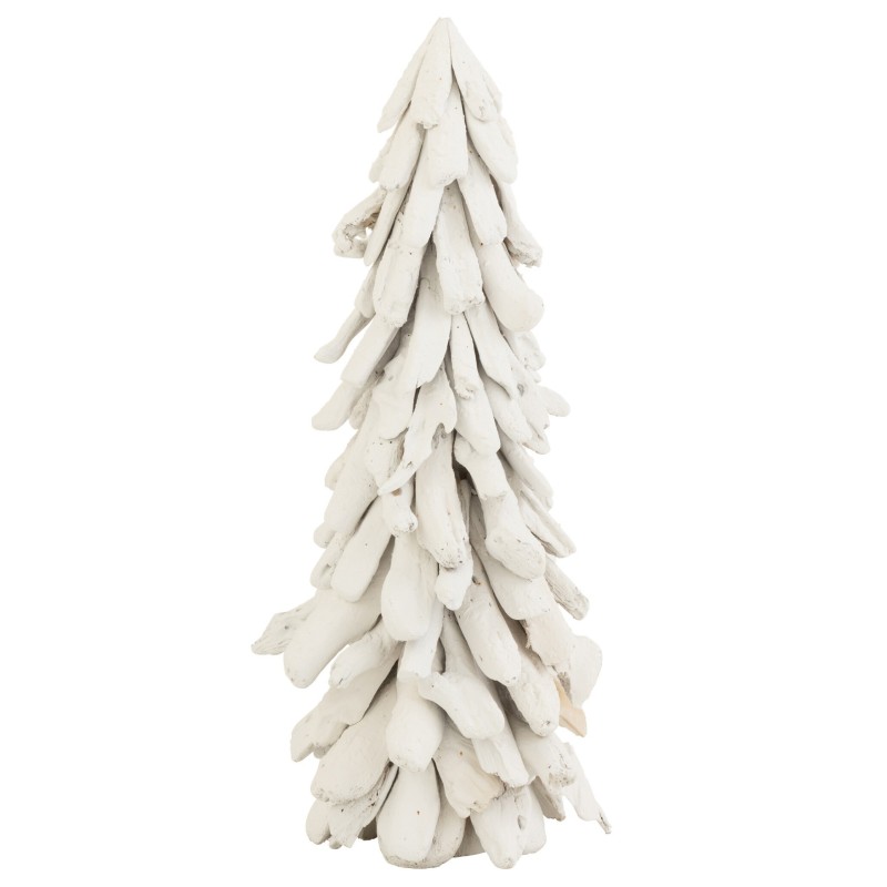 Sapin de Noël décoratif enneigé en bois blanc 25x25x70 cm