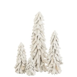 Albero di Natale decorativo innevato in legno bianco 25x25x70 cm