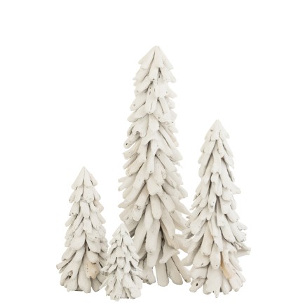Albero di Natale decorativo innevato in legno bianco 25x25x70 cm