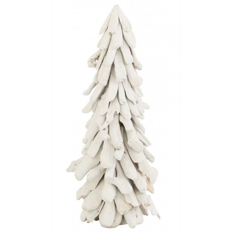 Sapin de Noël décoratif enneigé en bois blanc 23x23x50 cm