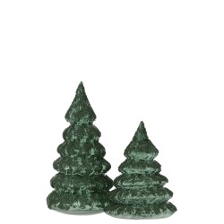 Árbol de Navidad decorativo de vidrio verde helado 12x15cm