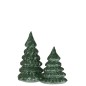 Árbol de Navidad decorativo de vidrio verde helado 12x15cm