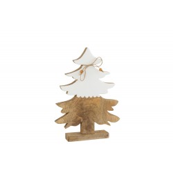 Sapin de Noël décoratif en bois naturel 30x21.5x6.5 cm