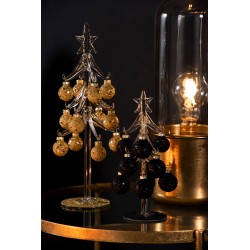 Albero di Natale decorativo con palline di vetro nero H20cm