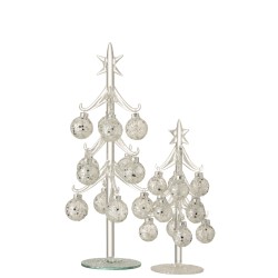 Árbol de Navidad decorativo con bolas de vidrio plateado H30cm