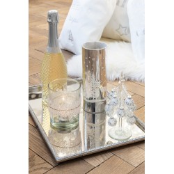 Albero di Natale decorativo con palline di vetro argento H21cm