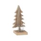 Photophore de Noël en bois marron 10x9.5x20 cm