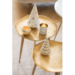 Lot de 2 arbres de Noël en céramique blanc et or 9x16cm