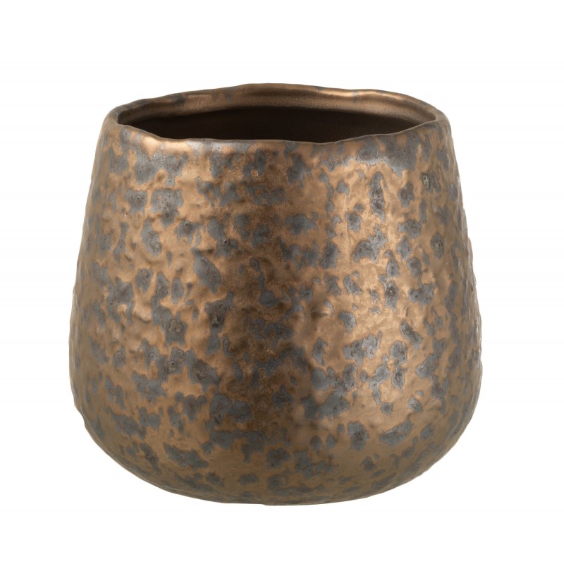 Cache-pot rond en céramique cuivre 16x16x14 cm