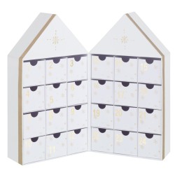 Calendrier de l’avent en forme de maison en carton blanc 31x7x35 cm