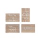 Set de 4 panneaux humoristiques en bois naturel 18x29x3 cm Set de 4 panneaux humoristiques en bois naturel 18x29x3 cm
