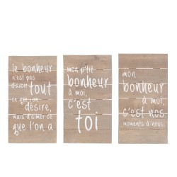 Set de 3 panneaux positifs en bois naturel 30x54x3 cm
