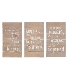 Conjunto de 3 paneles inspiradores de madera natural de 30x54x3 cm