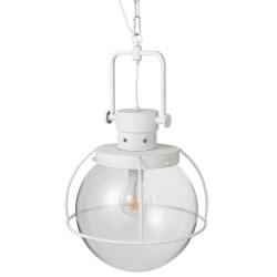 Lámpara de bola suspendida de vidrio y metal blanco 40*180 cm