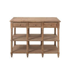 Console 6 tiroirs en bois naturel 131x70x95 cm