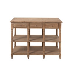 Console 6 tiroirs en bois naturel 131x70x95 cm