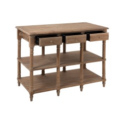 Console 6 tiroirs en bois naturel 131x70x95 cm