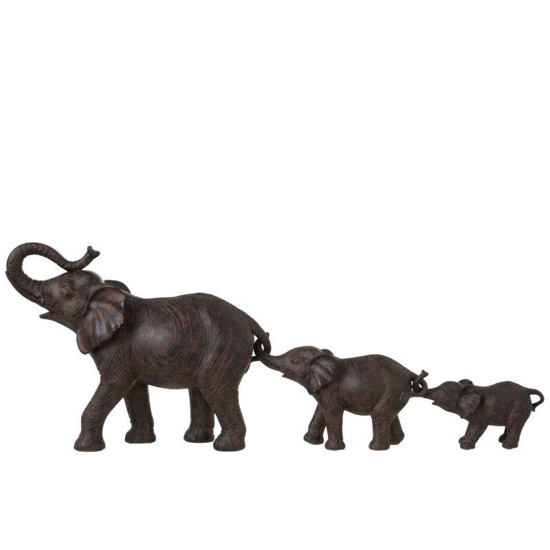 Éléphants en résine marron 79x13x30 cm Éléphants en résine marron 79x13x30 cm
