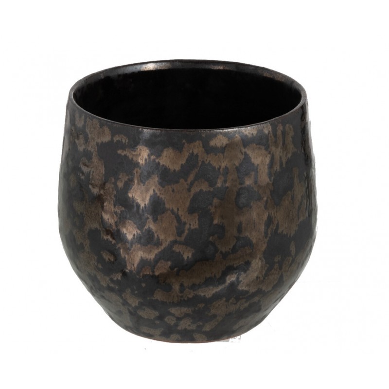 Macetero antiguo de cerámica negro 13.5x13.5x12.5 cm