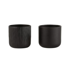 Lot de 2 cache-pots en céramique noire 7x6.5cm