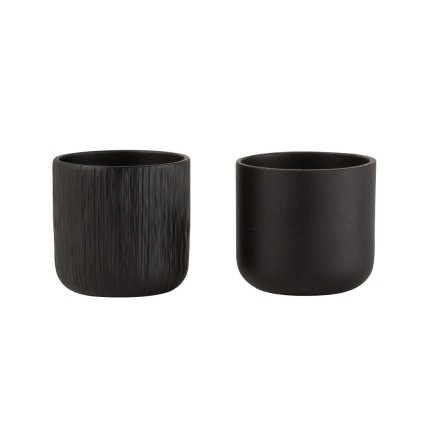 Set di 2 fioriere in ceramica nera 7x6,5 cm
