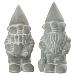 Set 2 lutins en ciment gris 10x9x19 cm