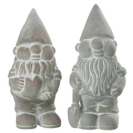 Set 2 lutins en ciment gris 10x9x19 cm